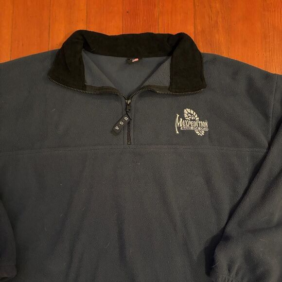 Vtg. Men's Fleece 1/4 Zip Sweatshirt Blue and Black Size XL - Picture 3 of 4
